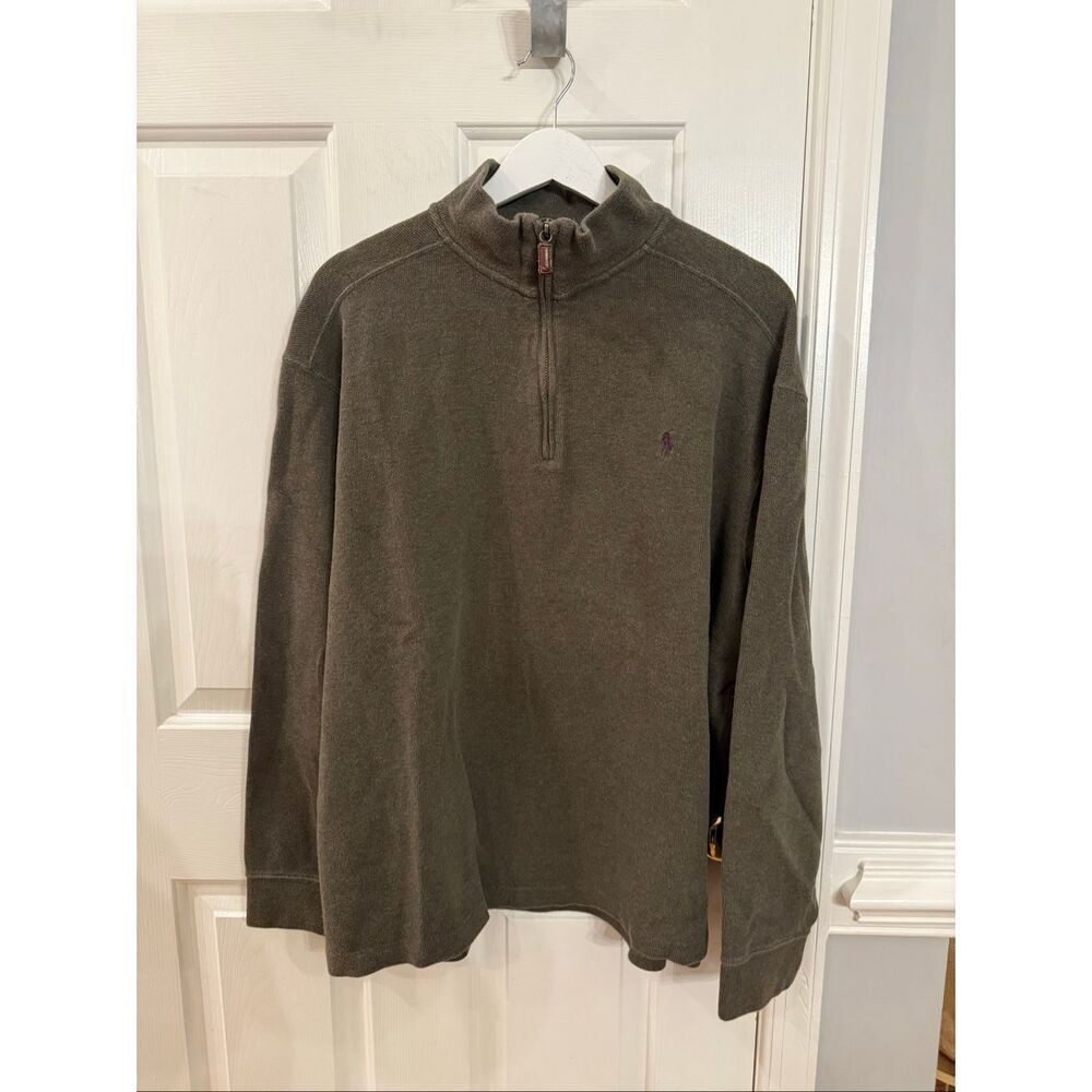 Polo Ralph Lauren Olive Green Quarter Zip sz XL